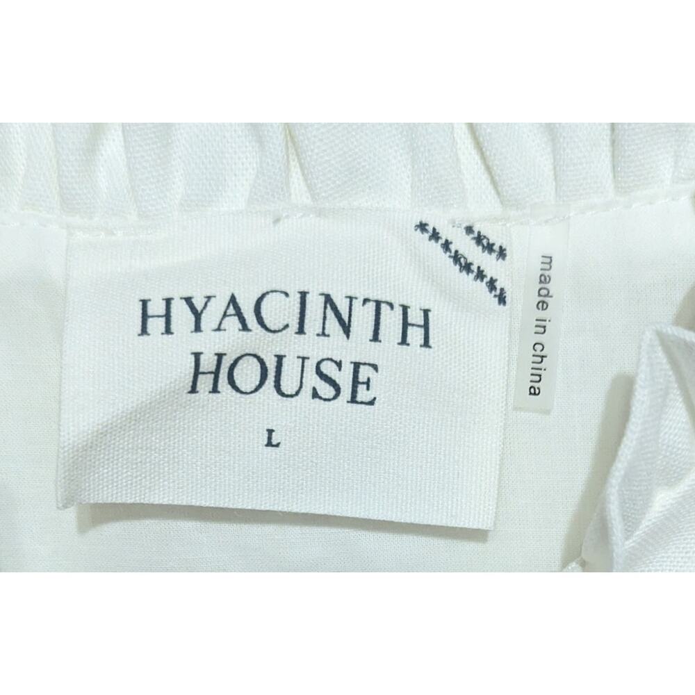 Tuckernuck Hyacinth House Mini Dress Large Embroidered White Navy Puff Sleeves - Picture 5 of 14